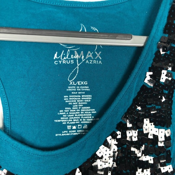 Miley Cyrus x Max Azria blue sequin bow racerback - Picture 2 of 4